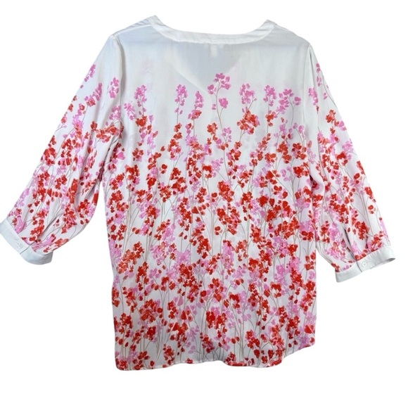 Talbots Pink and White Floral Women's Button up Blouse Large - Picture 11 of 13